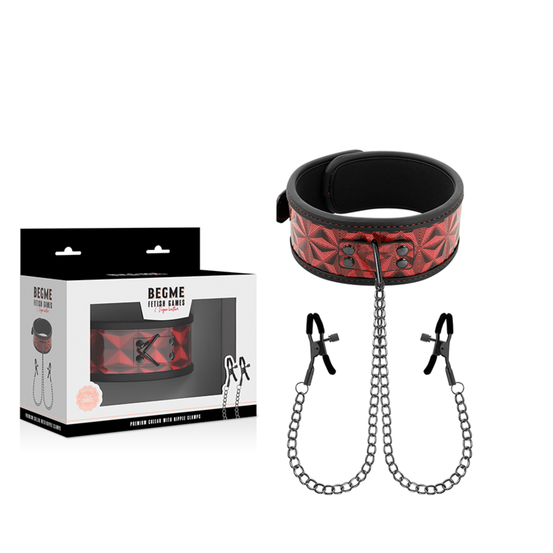 BEGME Red Edition – Colletto  con morsetti per capezzoli con fodera in neoprene
