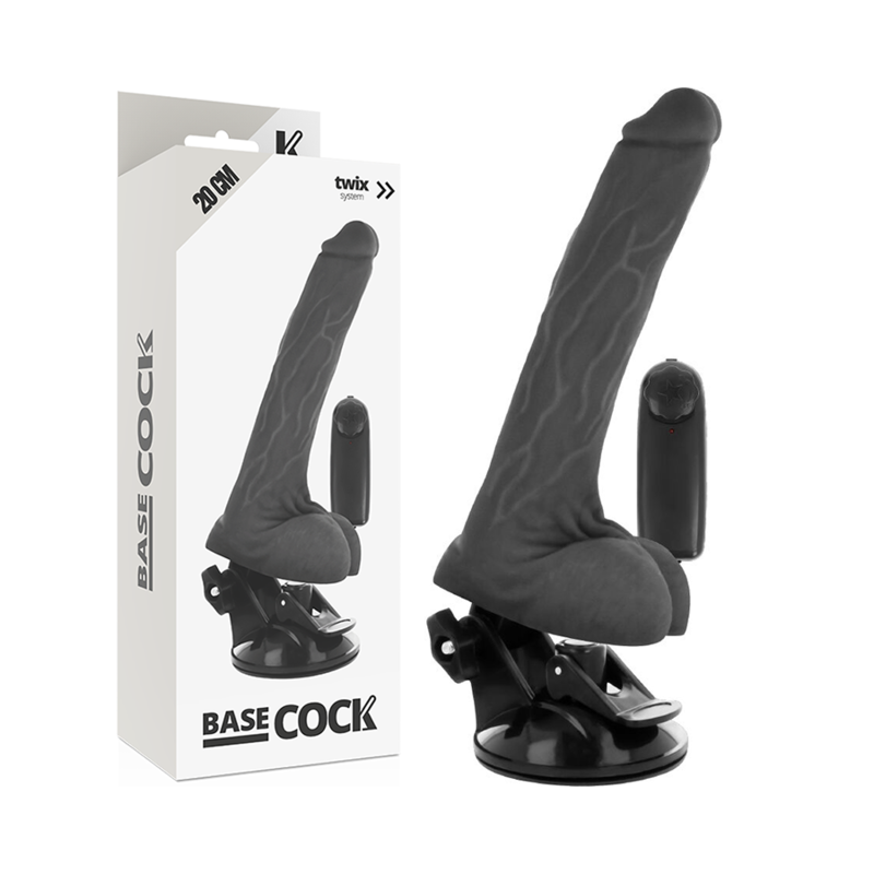 BASECOCK – Realistischer Vibrator mit Hoden und Kabelfernbedienung, 20 cm