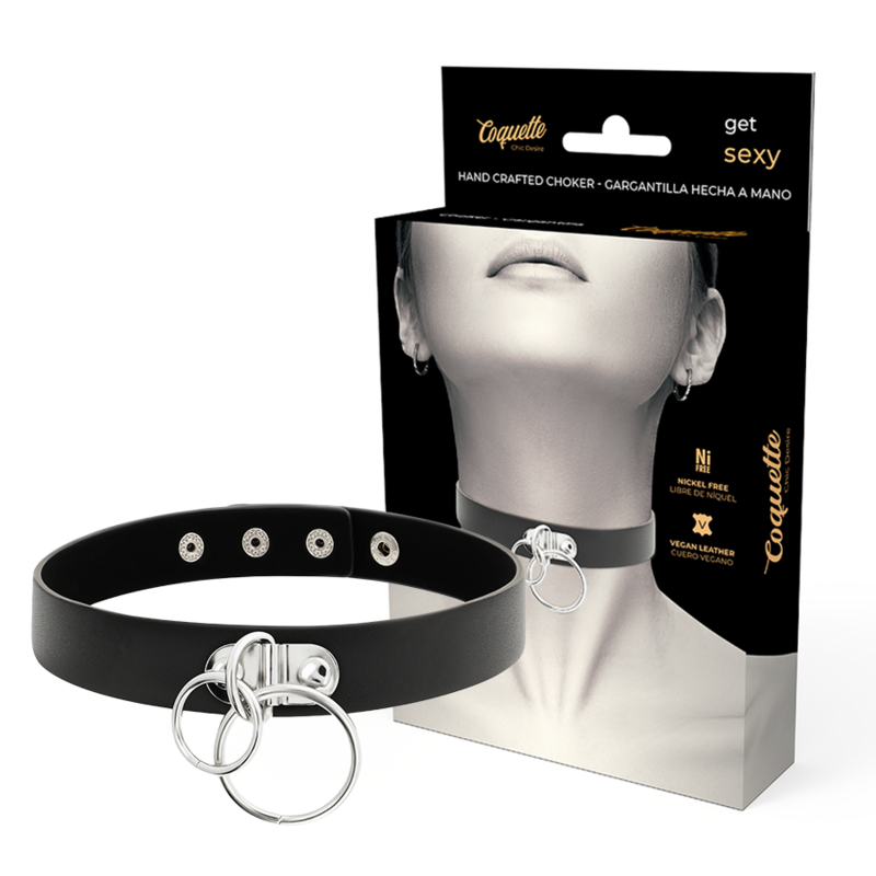 COQUETTE CHIC DESIRE – Girocollo in pelle vegana con doppio anello