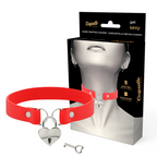 COQUETTE CHIC DESIRE – Collana in pelle vegana rossa con accessorio cuore con chiave