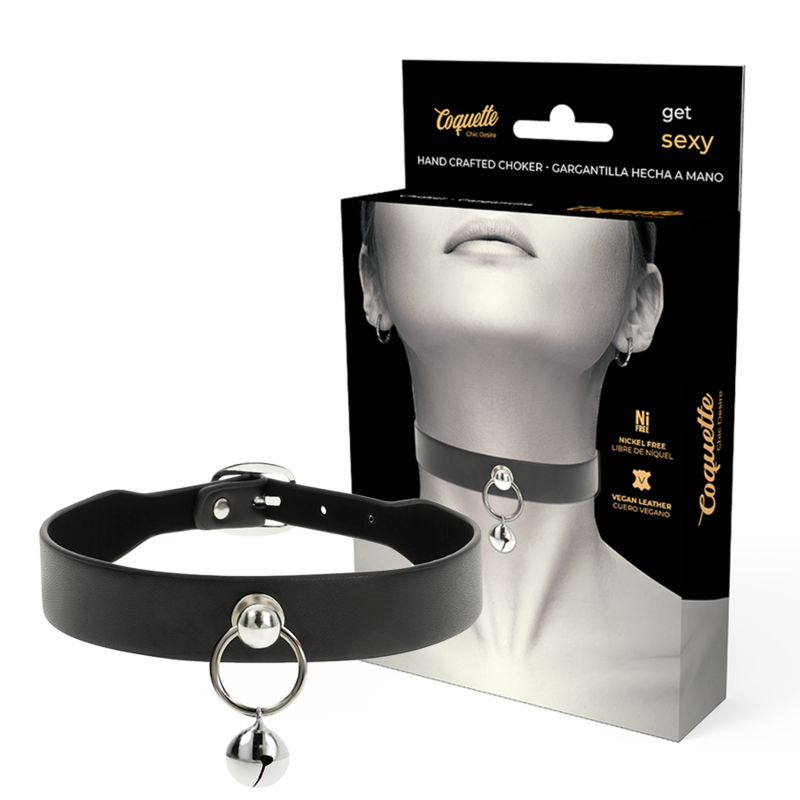 COQUETTE CHIC DESIRE – Vegan leather necklace woman accessory rattle/hoop