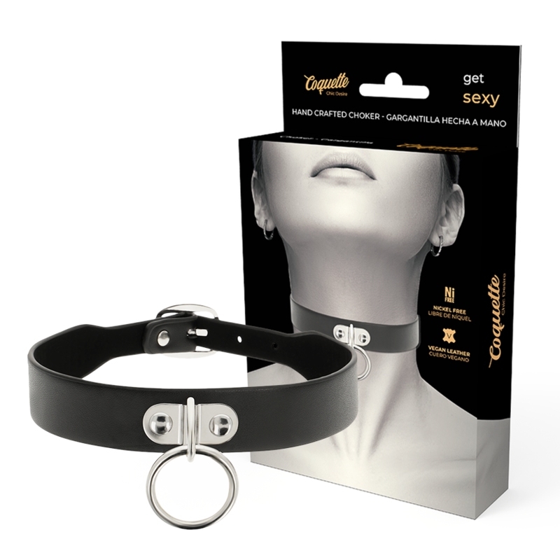 COQUETTE CHIC DESIRE – Fetisch-Halsband aus veganem Leder, 43 cm