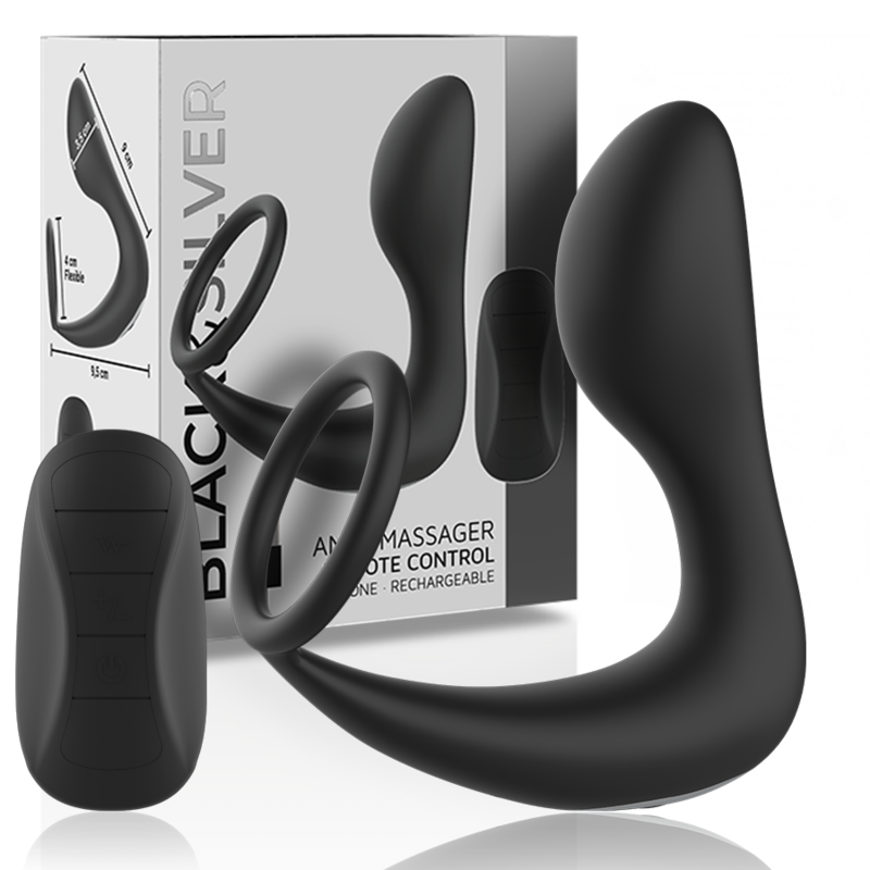 BLACK&SILVER – Analmassager mit Fernbedienung, wiederaufladbares Silikon, schwarz