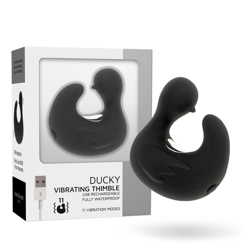 BLACK&SILVER – Duckymania rechargeable silicone stimulating duck thimble