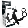 ADDICTED TOYS – Analplug mit doppeltem Penisring und Hodenring, schwarz