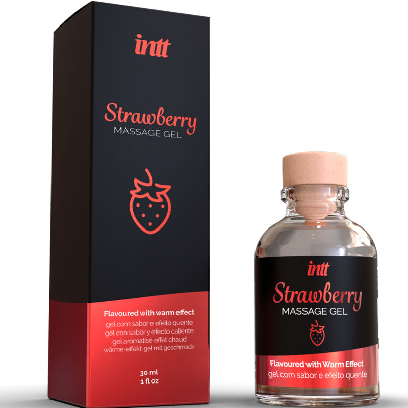 INTT Massage & Oral Sex – Massagegel mit Erdbeergeschmack und Wärmeeffekt