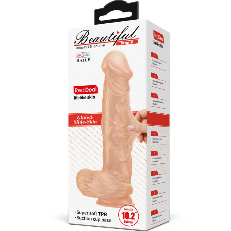 BAILE Schöne Begegnung Berqrisi – Flexibler realistischer Dildo, 26 cm, natürlich