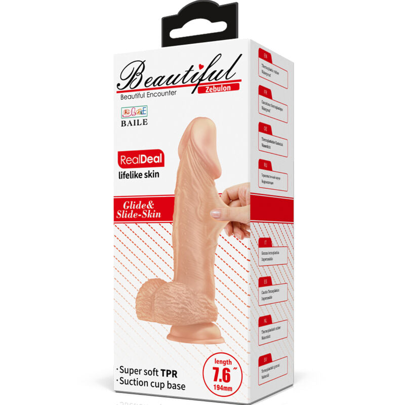 BAILE Schöne Begegnung Zebulon – Flexibler realistischer Dildo, 19.4 cm, natürlich