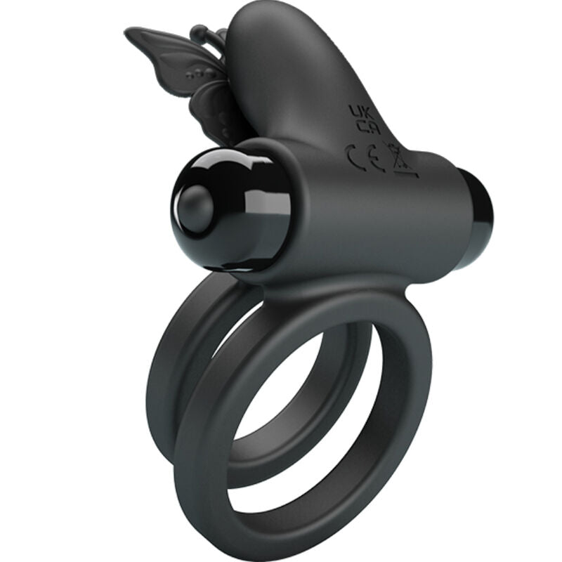PRETTY LOVE – DOPPIO ANELLO VIBRANTE CON STIMOLATORE NERO