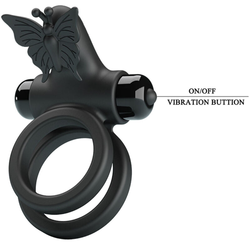 PRETTY LOVE – DOPPIO ANELLO VIBRANTE CON STIMOLATORE NERO