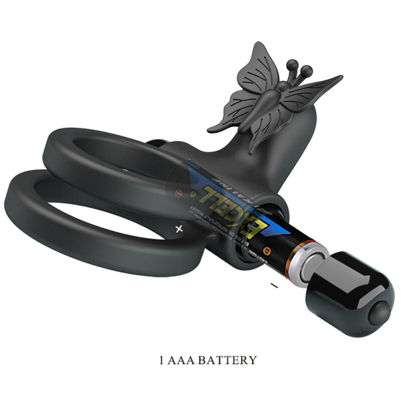 PRETTY LOVE – DOPPIO ANELLO VIBRANTE CON STIMOLATORE NERO