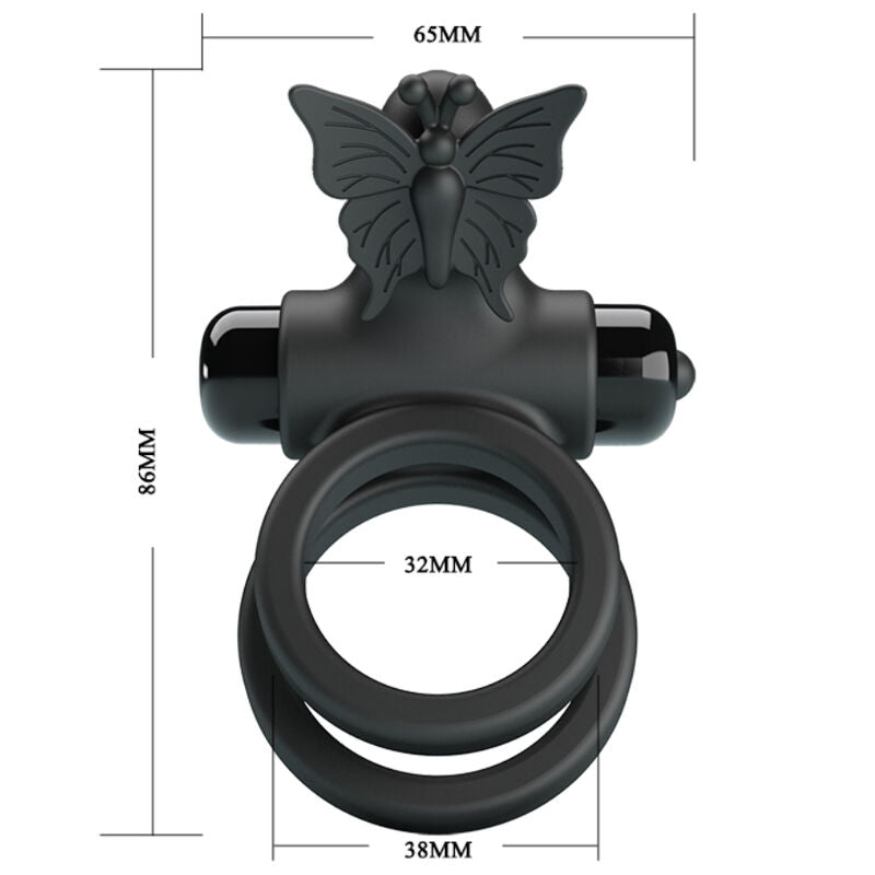 PRETTY LOVE – DOPPIO ANELLO VIBRANTE CON STIMOLATORE NERO