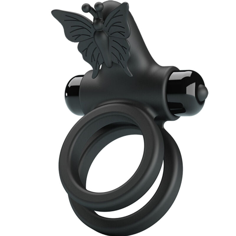 PRETTY LOVE – DOPPIO ANELLO VIBRANTE CON STIMOLATORE NERO