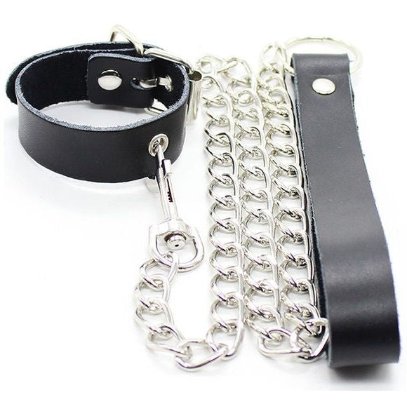 OHMAMA Fetish – Penis-Halskette mit Lederarmband und Metallkette