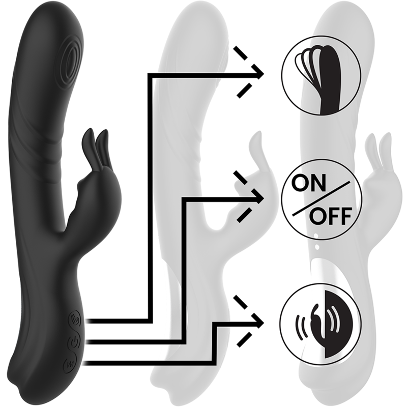 BLACK&SILVER Jamie – Wiederaufladbarer Rabbit-Stimulator aus Silikon, schwarz