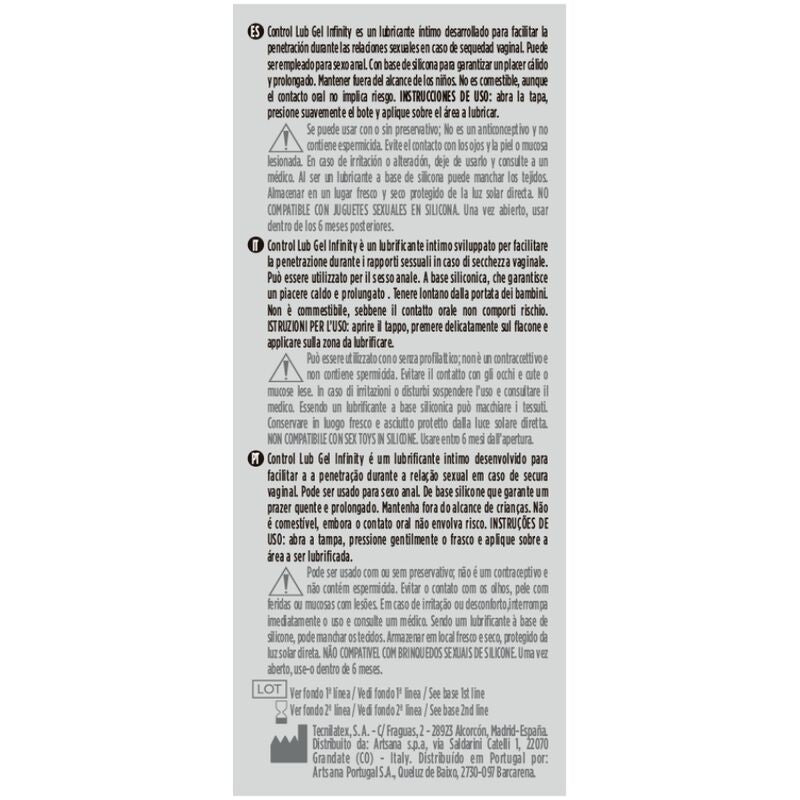 CONTROL – Lubrifiant base de silicone Infinity 75 ml