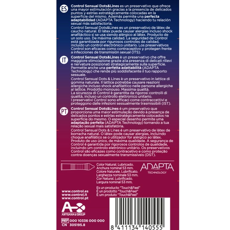 CONTROL Sensual Dots & Lines – Points & lignes sensuelles points et vergetures 12 unités