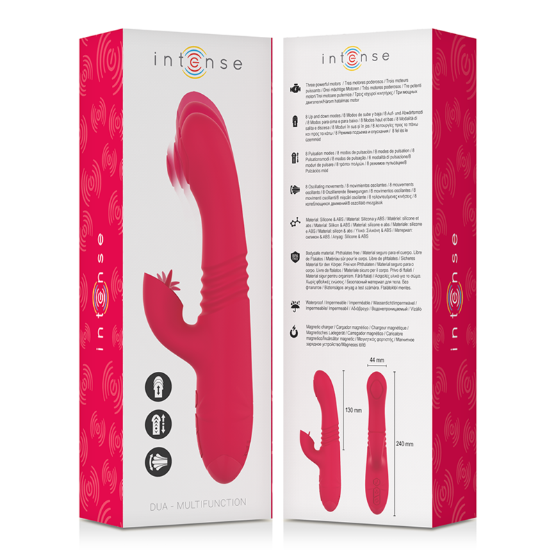 INTENSE – DUA MULTIFUNCTION RECHARGEABLE UP & DOWN VIBRATOR WITH RED TONGUE