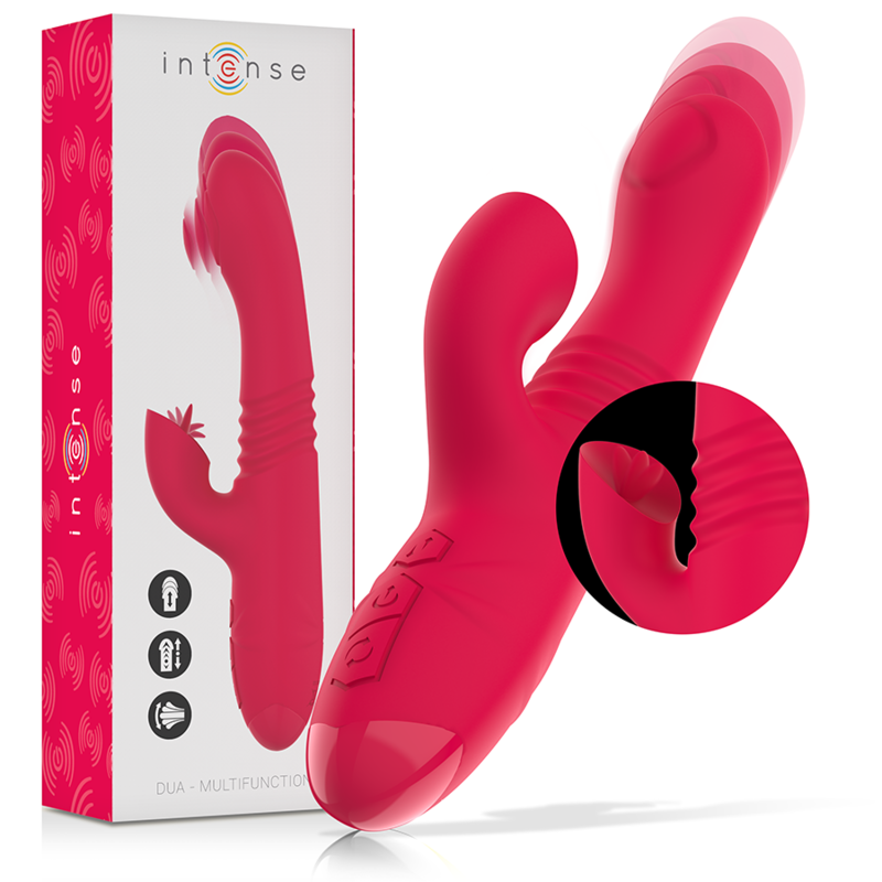 INTENSE – DUA MULTIFUNCTION RECHARGEABLE UP & DOWN VIBRATOR WITH RED TONGUE