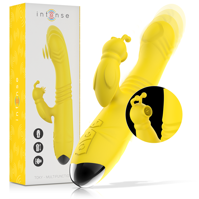 INTENSE – TOKY MULTIFUNCTION VIBRATOR UP & DOWN WITH CLITORAL STIMULATOR YELLOW