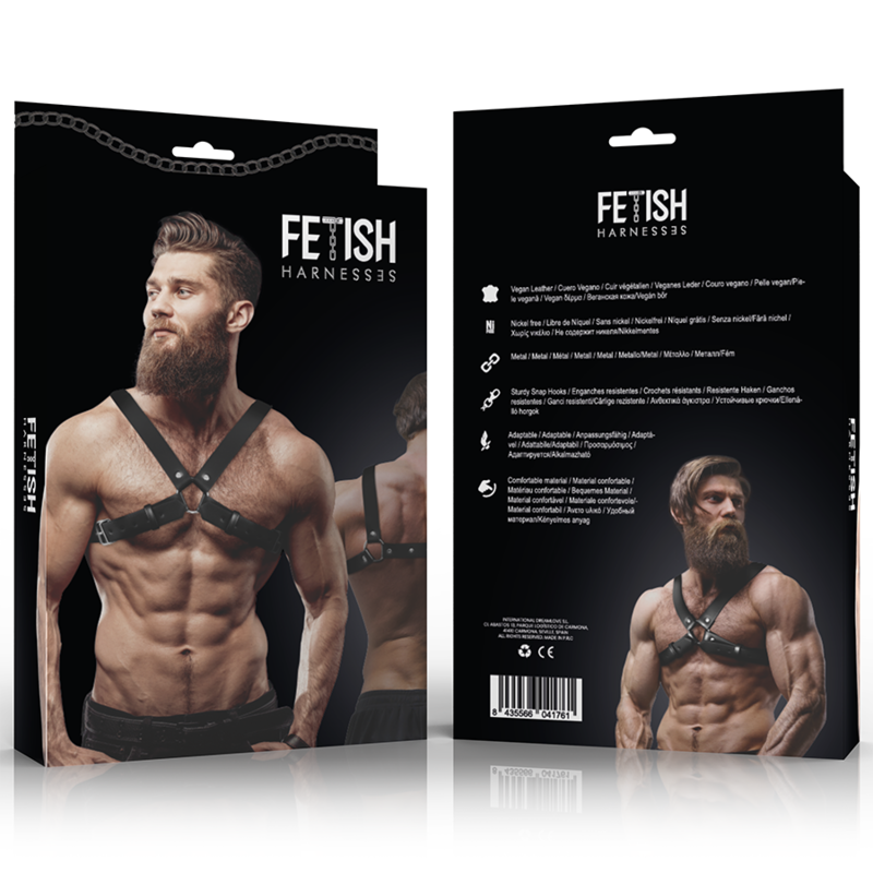 FETISH SUBMISSIVE ATTITUDE – Verstellbarer Bulldog-Brustharness aus Ökoleder