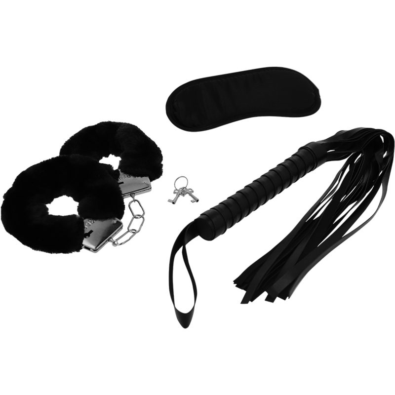 Intense Fetish – Erotik-Set mit Handschellen, Augenmaske und Peitsche