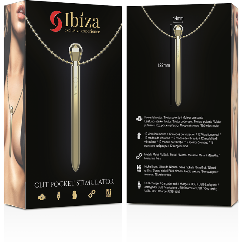 Ibiza Pocket – Klitoris-Stimulator mit Kette, golden, 12 Vibrationsmodi