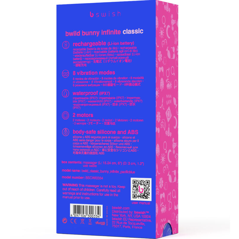 B SWISH – BWILD BUNNY INFINITE CLASSIC VIBRATORE RICARICABILE IN SILICONE BLU