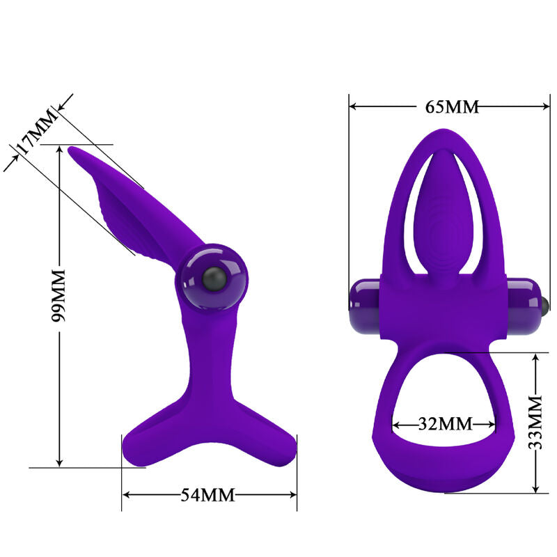 PRETTY LOVE – Vibrating ring with clitoral stimulator, 10 modes