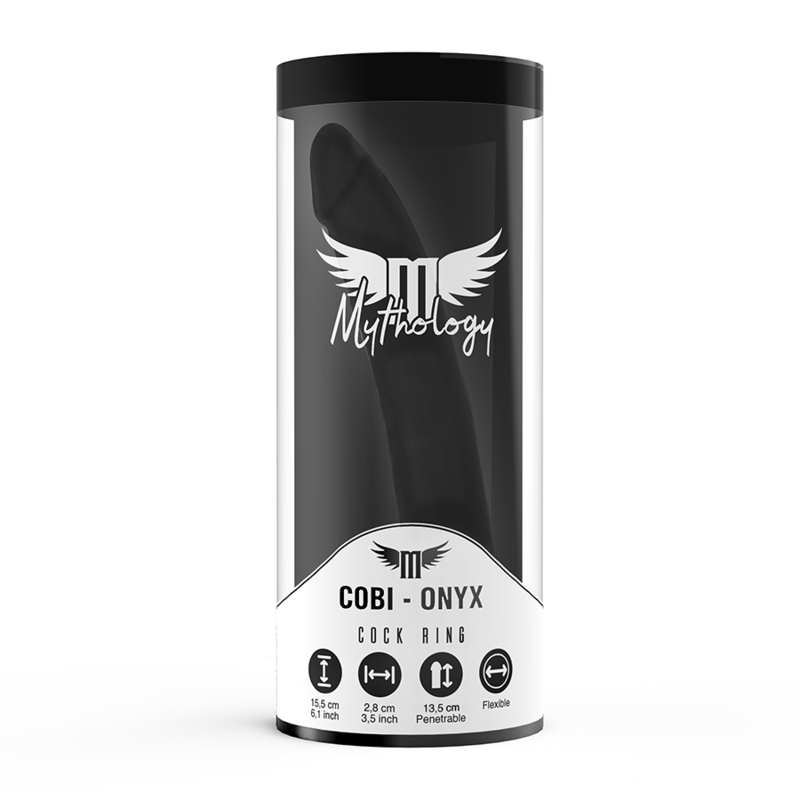MYTHOLOGY Cobi Onyx – Anal-Dildo mit Penis- und Hodenring, 13 cm, Silikon