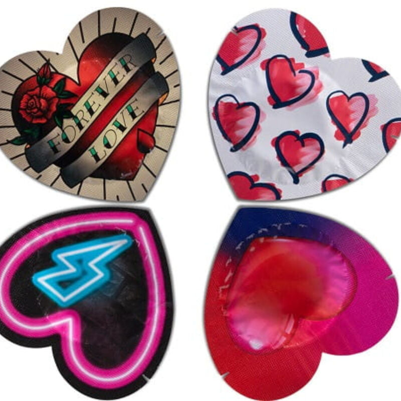 PASANTE – PRÉSERVATIFS FORME COEUR ROUGE SAC 144 UNITÉS