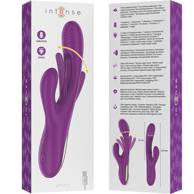 INTENSE Apolo – Multifunktionsvibrator mit oszillierender Zunge, lila