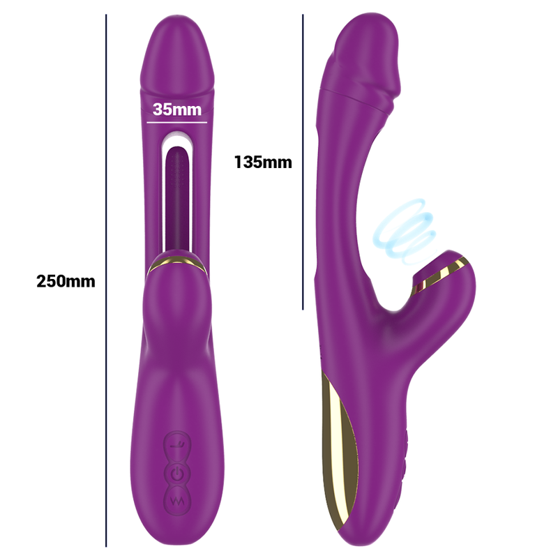 INTENSE – ATENEO RECHARGEABLE MULTIFUNCTION VIBRATOR 7 VIBRATIONS WITH OSCILLATING TONGUE AND PURPLE SUCTION