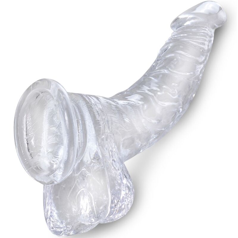 KING COCK Clear – Realistisch gebogener Dildo mit Hoden, 16,5 cm, transparent