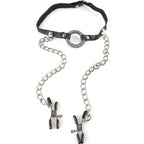 FETISH FANTASY SERIES – Ring-Gag mit Nippelklemmen