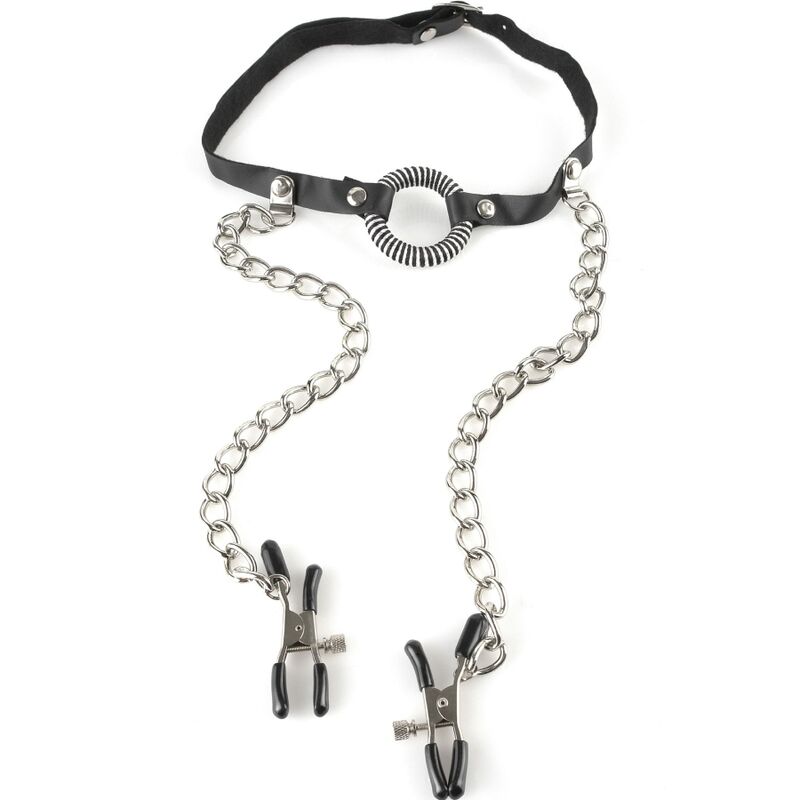 FETISH FANTASY SERIES – Ring-Gag mit Nippelklemmen