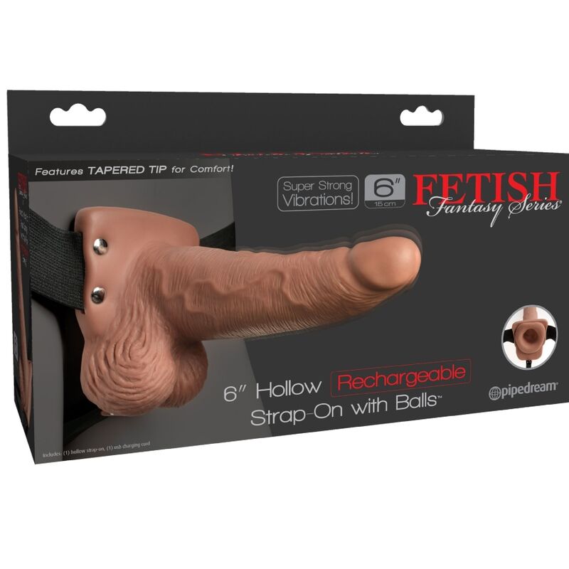 FETISH FANTASY SERIES – Vibrierendes Hohl-Strap-On-Geschirr mit Hoden, 15 cm (Ø 4 cm)