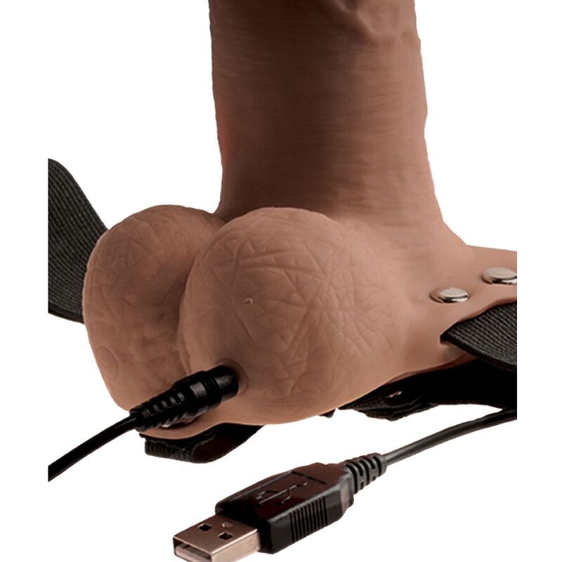 FETISH FANTASY SERIES – Vibrierendes Hohl-Strap-On-Geschirr mit Hoden, 15 cm (Ø 4 cm)