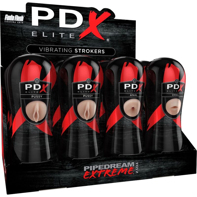 PDX Elite Stroker-Set – 12 vibrierende Einweg-Stroker, Vagina, Anal und Oral