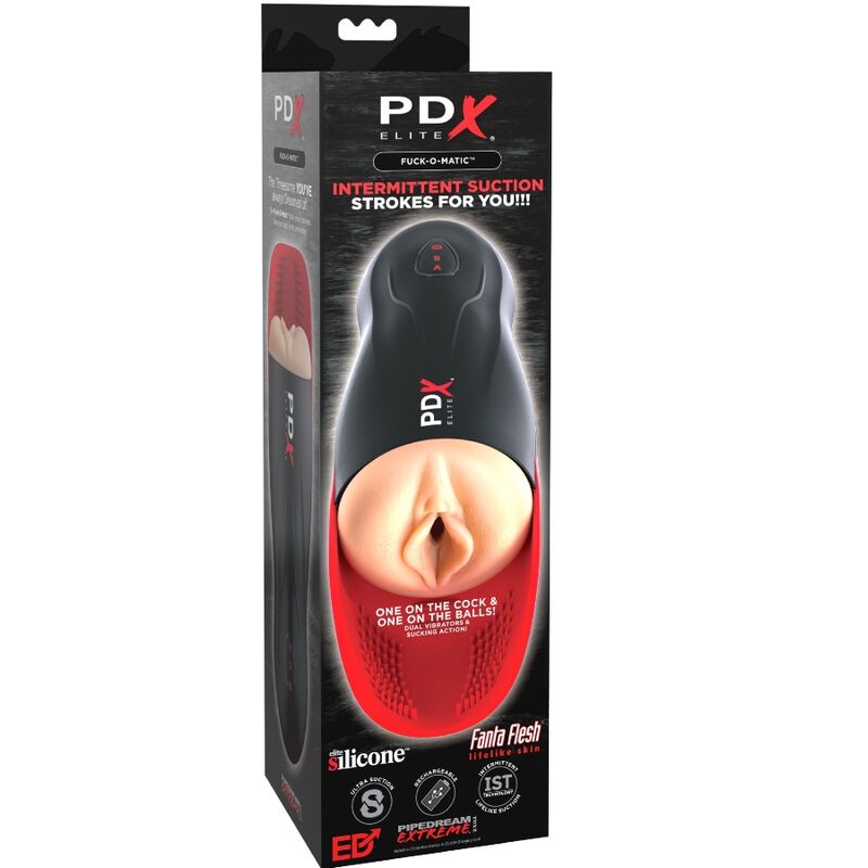 PDX Elite Fuck-O-Matic – Stroker mit Doppelvibration für Penis und Hoden