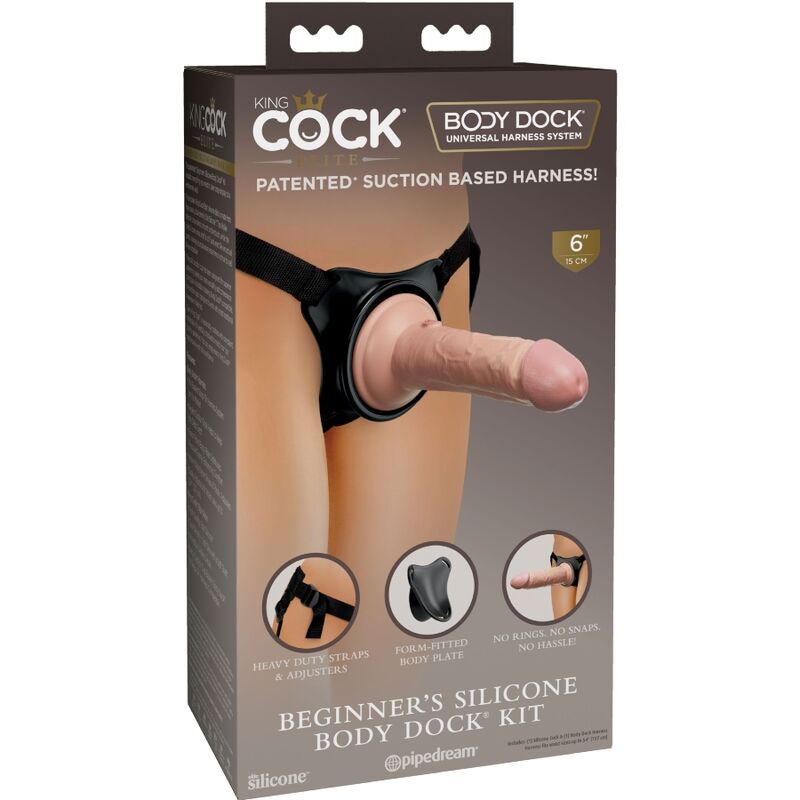 KING COCK Elite – Verstellbares Gurt-Set mit Dildo für Anfänger, 15,2 cm