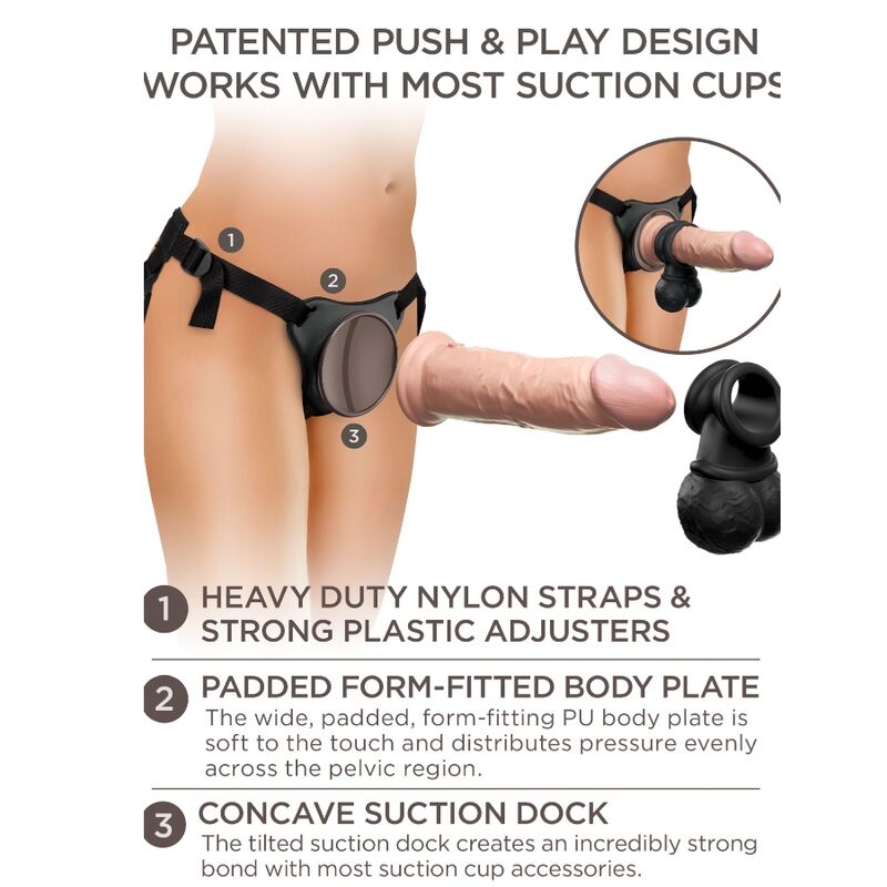 King Cock Elite Deluxe – Verstellbares Harness-Kit mit Dildo, 20.3 cm