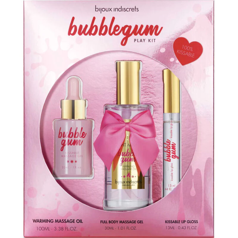 BIJOUX INDISCRETS – KIT DE JEU BUBBLEGUM AVEC HUILE, GEL ET BRILLANT LÃVRES