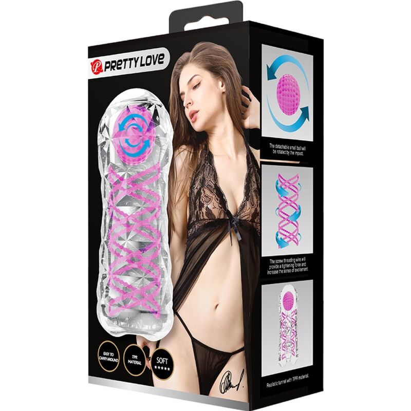 PRETTY LOVE Fantasy – Männlicher Masturbator mit Innenspirale und transparenter Kugel