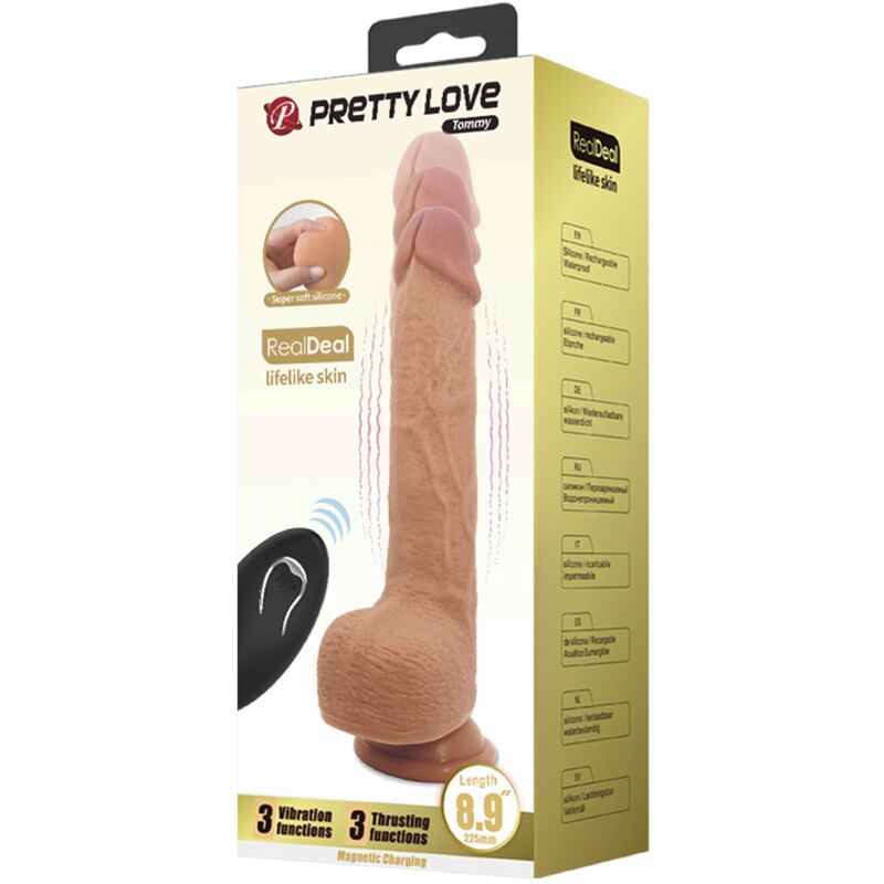 PRETTY LOVE Tommy – Realistischer Dildo-Vibrator mit Stoßfunktion, 22,5 cm