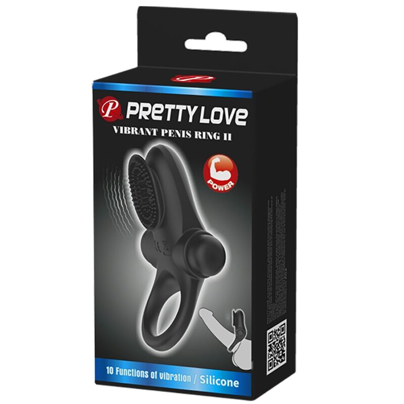 PRETTY LOVE – Vibrationsring II mit Klitoris-Kugel, Schwarz