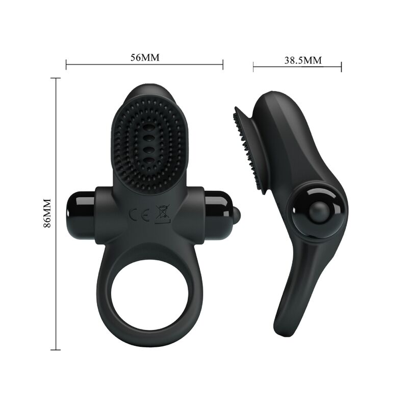 PRETTY LOVE – Vibrationsring II mit Klitoris-Kugel, Schwarz