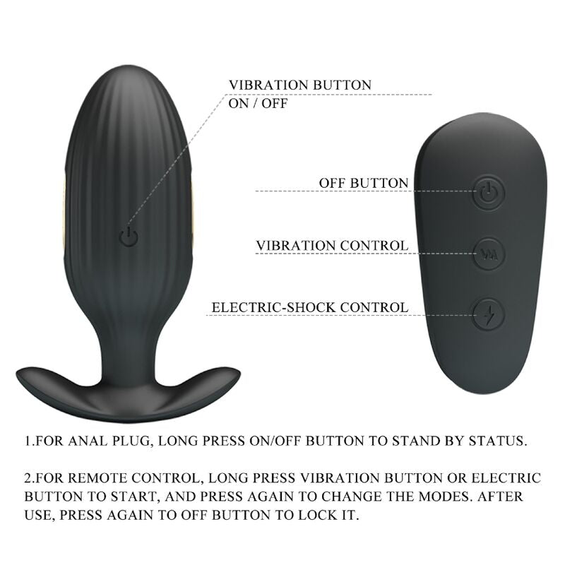 Pretty Love Kelly – Analplug mit Vibration und Elektrostimulation, Schwarz
