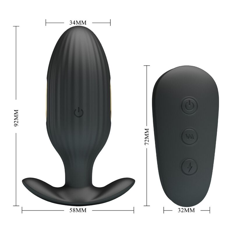 Pretty Love Kelly – Analplug mit Vibration und Elektrostimulation, Schwarz