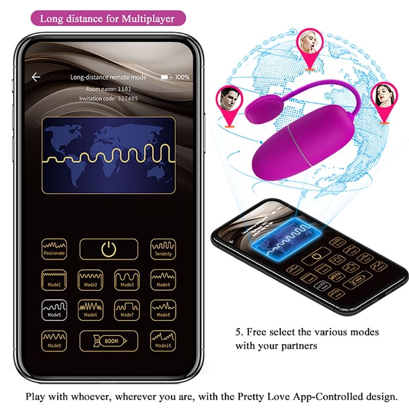 PRETTY LOVE Nymphe – App-gesteuertes Vibrations-Ei, lila